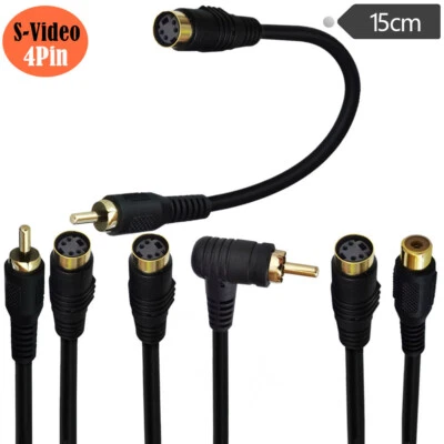 S Video to RCA Angle Composite Video 4 pin Adapter S-Video 4Pin Cable Cord Plug - Image 1 of 3