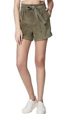 Blank NYC Tie Front Paperbag Shorts Green Suede New Size 27