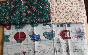 BEAUTIFUL COUNTRY FABRIC PANEL WITH"FRIENDS ARE LIKE OLD QUILTS.." PLUS 2... - Picture 1 of 5