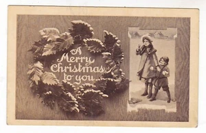 c1910 CORTLAND NEBRASKA MERRY CHRISTMAS CHILDREN VINTAGE POSTCARD NE EDW GROTYAN - Picture 1 of 2