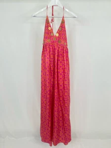 MILLY Halter Maxi Dress Size 8 Women's Pink Orange Sundress Silk Classic Beach - Picture 1 of 5