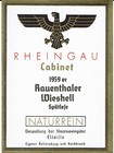 Weinetikett 1959er Rauenthaler Wieshell Staatsweingut Cabinet Eltville
