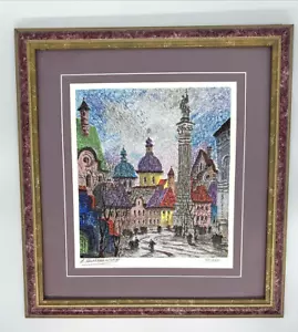 Anatole Krasnyansky Serigraphie Stare Miasto Alt Warschau Handschild 59/350 Rahmen Passepartout - Bild 1 von 9