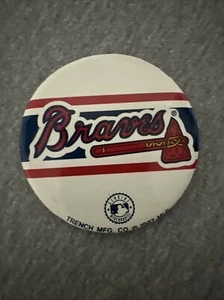 Vintage 1987 Atlanta Braves Baseball Pinback Button Pin MLB Trench MFG Tomahawk - Picture 1 of 2