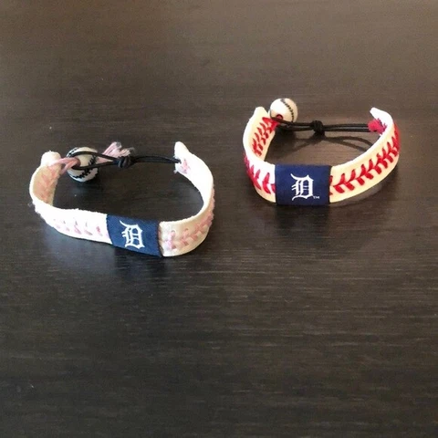 DETROIT TIGERS MLB GAMEWEAR BASEBALL SEAM BRACELETS GENUINE BASEBALL LEATHER Cover