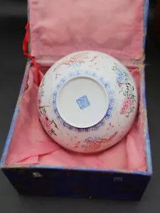 Chinese Antique Porcelain Ultra Thin Eggshell Bowl Flowers & Birds w/box Signed - Picture 1 of 21