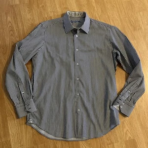 Robert Graham Mens Shirt Medium Long Sleeve Flip Cuff Stripes 100% Cotton B & W - Picture 1 of 7