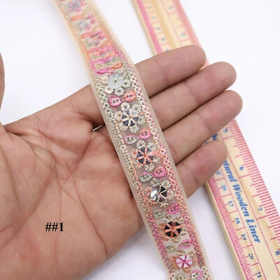 8 Meter Embroider Sequin Trim Lace Contemporary Sew On Ribbon Clothing Edge Deco - Image 1 of 4
