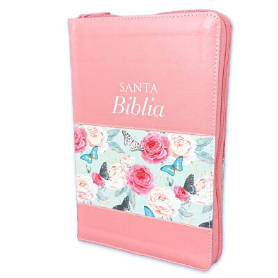 MUNDO BIBLIA Biblia para Mujer con Cierre Letra Grande RV60 imit piel rosa floral con indice