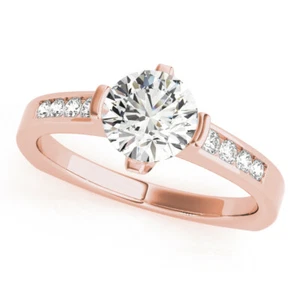 Anillo de aniversario de diamantes redondo simulado de 1,23 quilates oro rosa sólido de 14 quilates talla 8 - Imagen 1 de 5