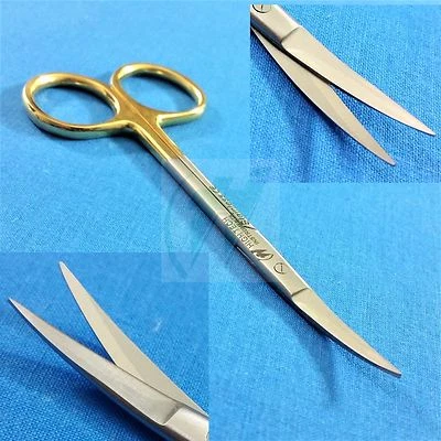 MICRO TIJERAS DE IRIS INOXIDABLE ALEMÁN T/C CURVAS 4.5" INSERTOS DE CARBURO DE TUNGSTENO  Foto 1 de 4