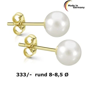 Ohrstecker Gold 333  echte Süßwasserzuchtperle 8 - 8,5 mm  1 Paar - Imagen 1 de 2