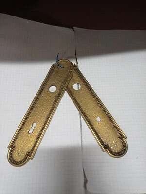 Paire de plaques de propreté anciennes en laiton – 20 × 4,2 cm – style classique - Photo 1/4