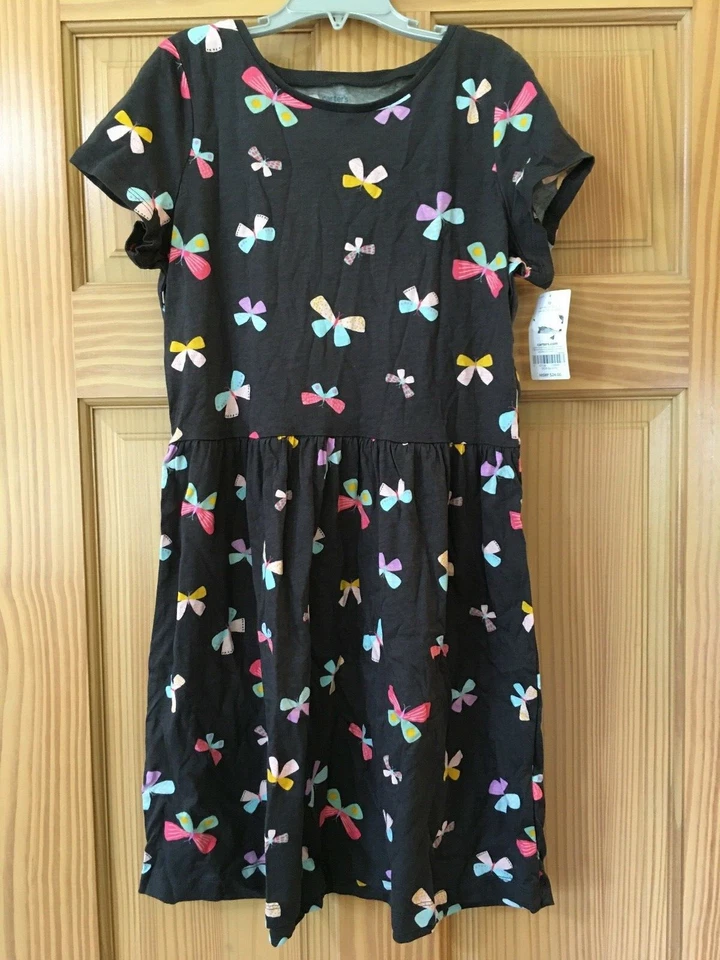 全新带标签 Carter's 黑色蝴蝶连衣裙女孩 6/6X,7,8,12 — 第 1/1 张图片
