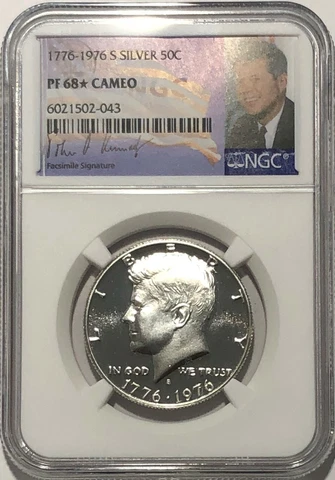 1776- 1976 S NGC PF68 STAR CAMEO PROOF SILVER KENNEDY HALF JFK COIN SIGNATURE LB Cover
