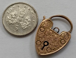 X Cierre de candado corazón amor oro rosa macizo antiguo de 23 mm tamaño grande 2,8 gramos - Imagen 1 de 8