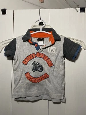 Camisa de golf Harley Davidson infantil 6/9 Mos logotipo de sarga bordado 100 % algodón Foto 1 de 3