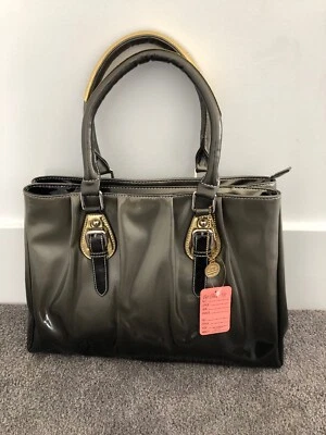 Cartera/bolso de mano Big Buddha gris metálico con detalle de hebilla nuevo con etiquetas. BB191 Foto 1 de 4