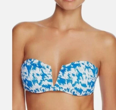 Neu Heidi Klum Schwimmen Bandeau Bikini Oberteil Damen M Catalina Kisses blau weiß - Bild 1 von 4