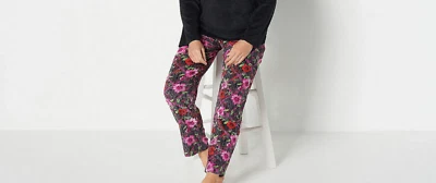  Pantalones de salón de terciopelo elástico Stan Herman-MidnightTrellis-XL A451586 NUEVOS Foto 1 de 2