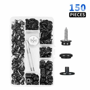 150Pcs Heavy Duty Snap Fasteners Press Studs Kit &Poppers Leather Button Tool - Picture 1 of 28