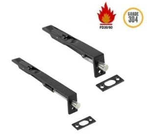 Perno empotrado cerradura de dedo clasificación de fuego borde de puerta palanca acción 6" u 8" en NEGRO MATE - Imagen 1 de 5