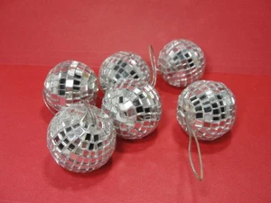 Mini Disco Ball w/ Cord Mirror Ornaments 1-1/2" Sparkle - Picture 1 of 2