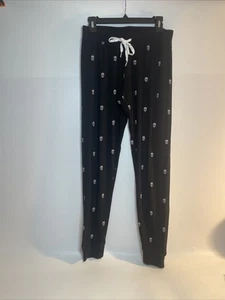 AQUA Lounge Pants Black And White Skulls Sweatpants Women’s Soft Size S - Picture 1 of 4