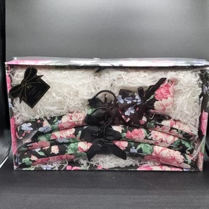 Vintage 80s Set of 3 Floral Satin Lingerie Clothes Hanger Padded Boudoir Sachet - Picture 1 of 4