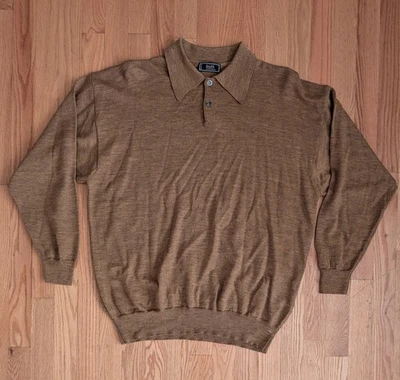 RAFFI LINEA UOMO Italy Men 1/4 button Sweater 100% Merino Wool Large Collar Polo - Image 1 of 4