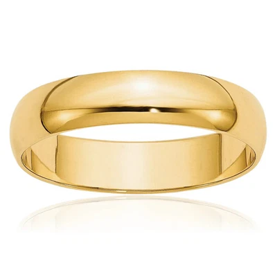 Alianza clásica media redonda de oro amarillo macizo de 10K de 5 mm Foto 1 de 4