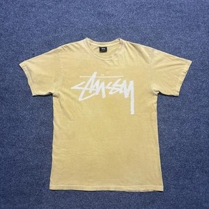 Vintage Stussy T-Shirt Herren Medium Gelb Basic Logo Tee Streetwear Hip Hop - Bild 1 von 13
