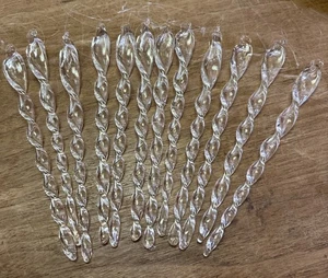 Glas Eiszapfen Weihnachtsschmuck 12er Set Kristall - Bild 1 von 5