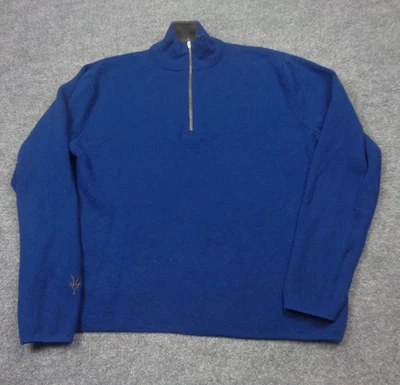 Ibex Sweater Mens L Blue 100% Merino Wool 1/4 Zip Performance Pullover Midweight - Image 1 of 4