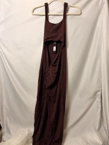 Fashion Nova Brown Maxi Dress, Front Cut Out, Twist Drape, High Slit, S - Picture 1 of 6
