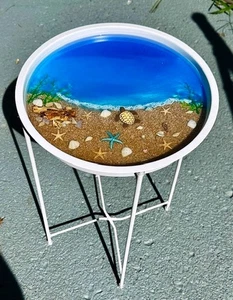 resin ocean table epoxy table Resin Metal Ocean table Ocean decor - Picture 1 of 2