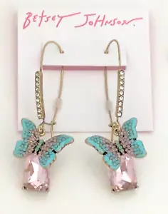 Betsey Johnson Boho Butterfly Drop / Dangle Earrings with Oxidized Finish - Picture 1 of 4