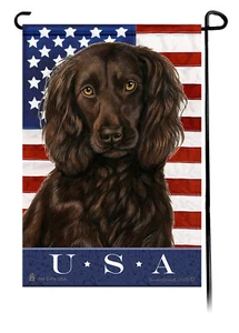 Patriotic USA Garden Flag - Brown Boykin Spaniel 025A - Picture 1 of 1