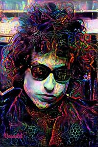 NEW! Bob Dylan Printed Wrapped Canvas Art By SHARON DESSALET - 14 X 11