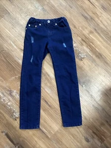 True Religion Jeans 10 Boys Youth Dark Blue Denim World Tour Distressed Look - Picture 1 of 7