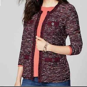 J.Jill Tweed Cranberry Multi Cardigan Jacke Extra Small XS Neu mit Etikett $ 139 - Bild 1 von 1