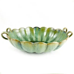 Fulper Pottery 662 Oval 2-Handled Flambe Bowl w/Scalloped Rim — Die Stamped mark - Picture 1 of 6
