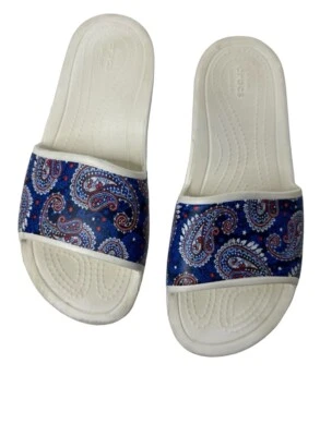 Crocs Vera Bradley Womens Sloane Slides 9 Slip One Blue Marine Paisley - Image 1 of 4