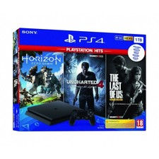 PS4 1TB CONSOLA + 3 JUEGOS: HORIZON ZERO DOWN  UNCHARTED 4  THE LAST OF US