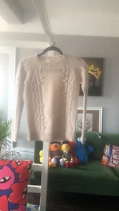 Crewcuts cozy  girls cable knit sweater natural color wool blend size 14 - Picture 1 of 5
