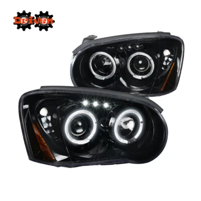 Farol projetor halo LED DRL carcaça brilhante para 04-05 Subaru Impreza WRX STi - Imagem 1 de 4