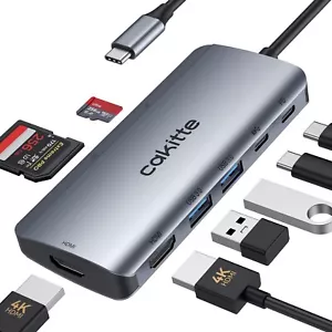 USB C Hub: Dual Monitor 2 HDMI, 2 USB, PD, SD/TF Card Reader for Windows & Mac - Picture 1 of 9