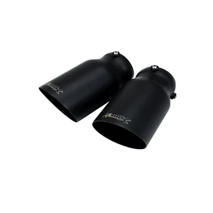 Bull-X 5 Zoll schwarz schräg geschnitten scharfe Kante Endrohre Auspuffspitzen 64 mm x 125 mm - x2 - Bild 1 von 3