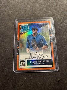 2017 Panini Donruss Optic Orange /75 Lewis Brinson #RRS-LB Rookie Auto RC