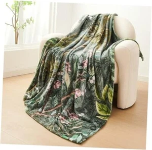Flannel Throw Blanket for Couch, Bed and Chair - Super Soft Cozy Green Trees - Picture 1 of 7